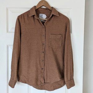 Power of my People tan flannel button down shirt